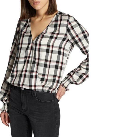 Sanctuary Tops - Sanctuary Cori Smocked Sleeve Blouse. L